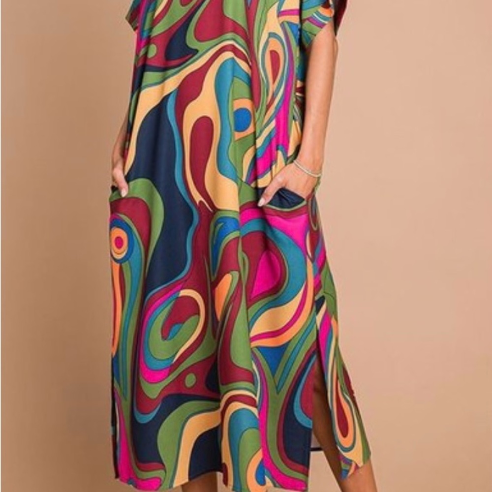 Multicolor Abstract Print Maxi Dress - Picture 2 of 7
